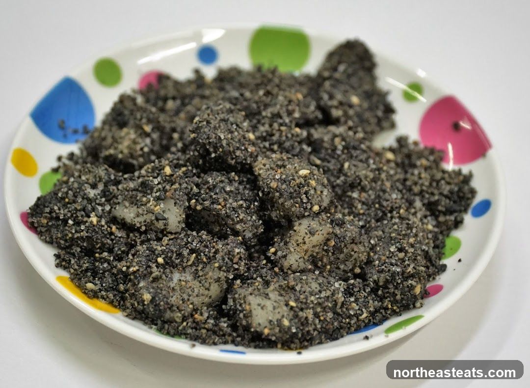 Sesame mochi on a plate