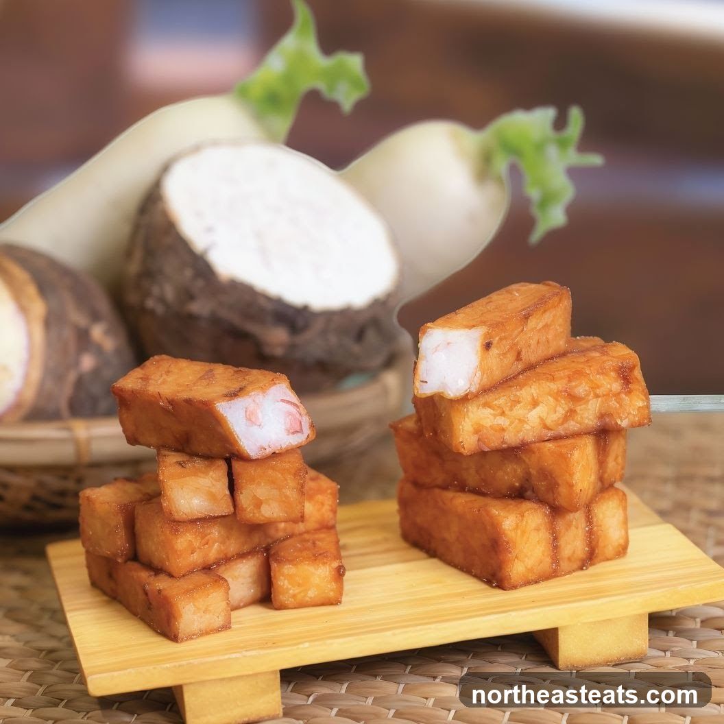 Fried Fish Cakes with Radishes and Taro