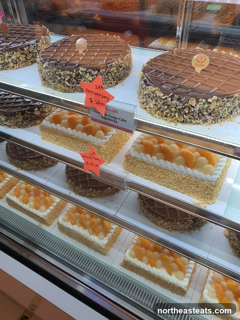 Cakes in a Display Case