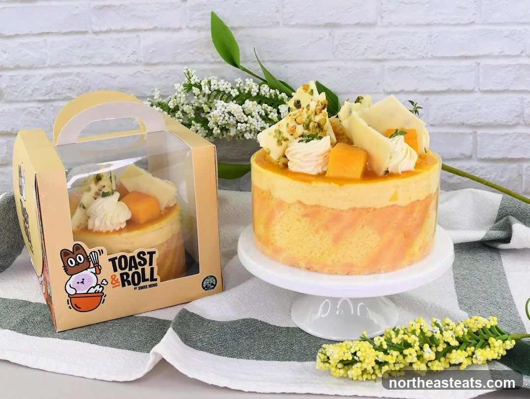 Mango Cake with White Chocolate Decoration