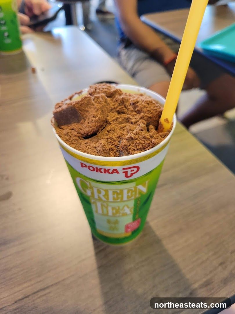 Green Tea Drink with Chocolate Topping