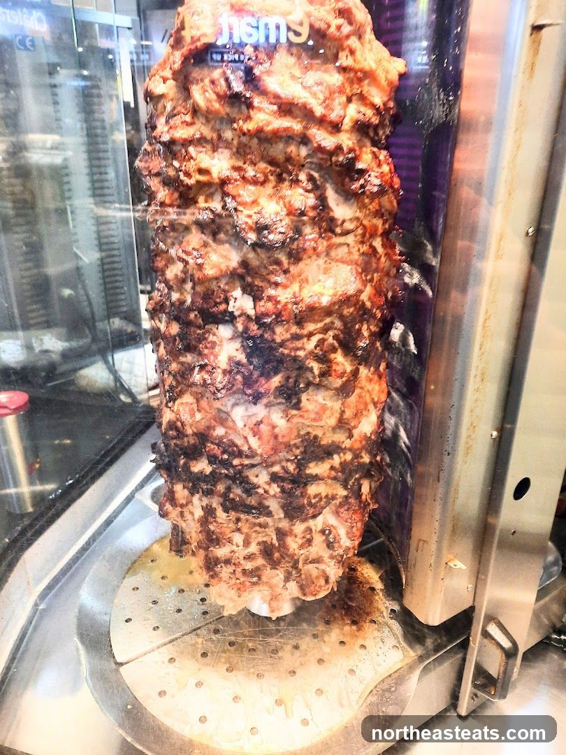 Shawarma Meat on a Vertical Rotisserie