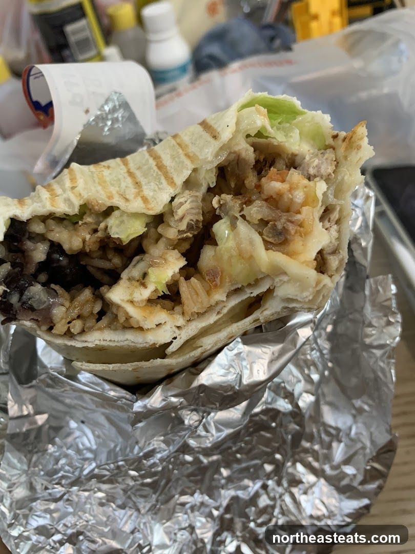 Close-up of a burrito