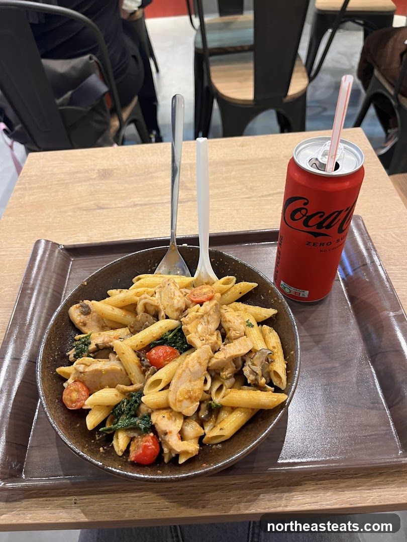 Chicken Pasta and Coca-Cola