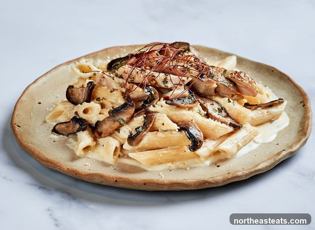 Penne Pasta with Chicken and Mushrooms