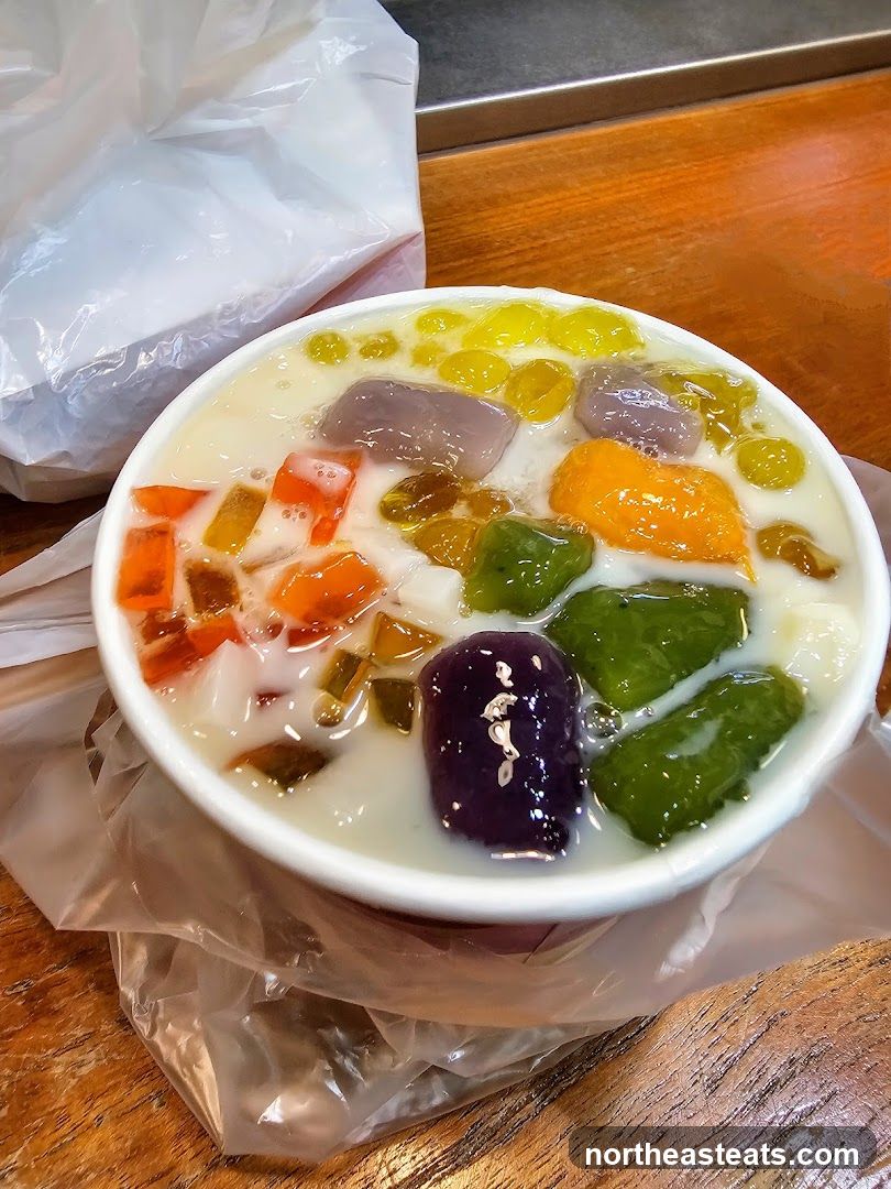 Dessert with colorful toppings