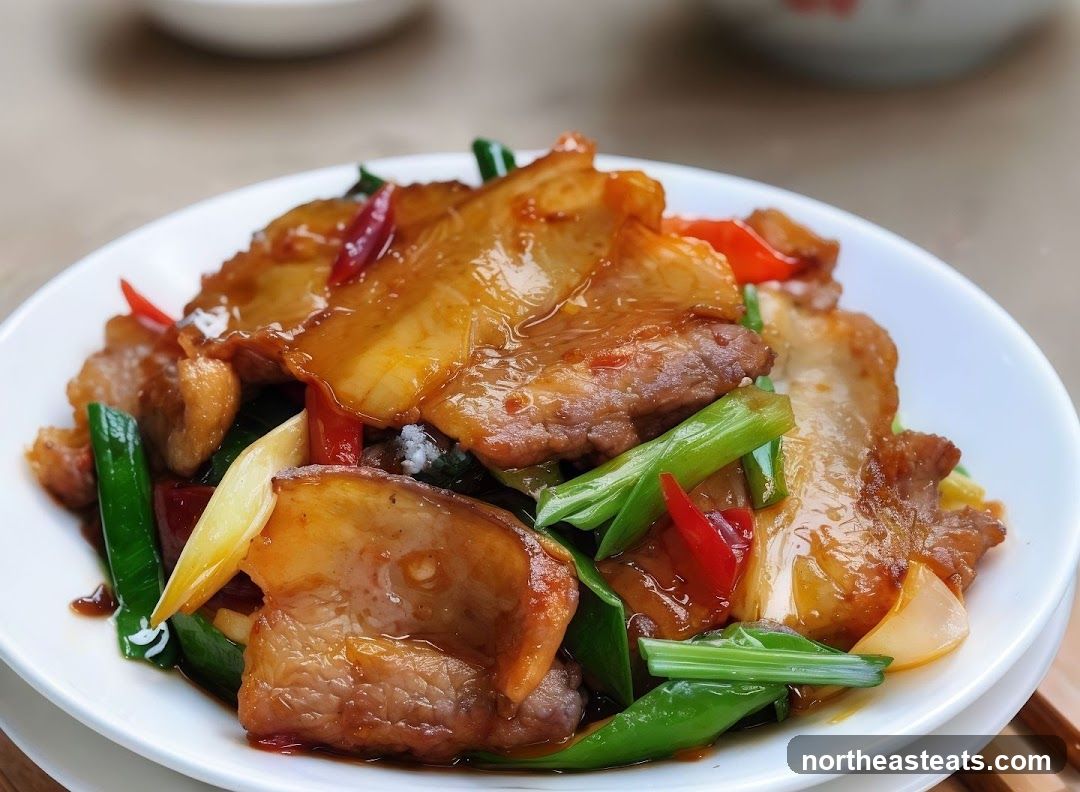 Stir-fried Pork Belly with Peppers and Scallions