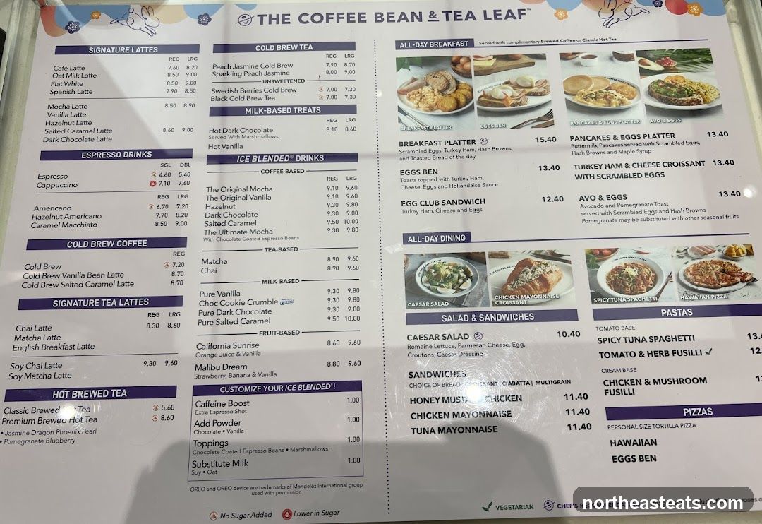 The Coffee Bean & Tea Leaf Menu