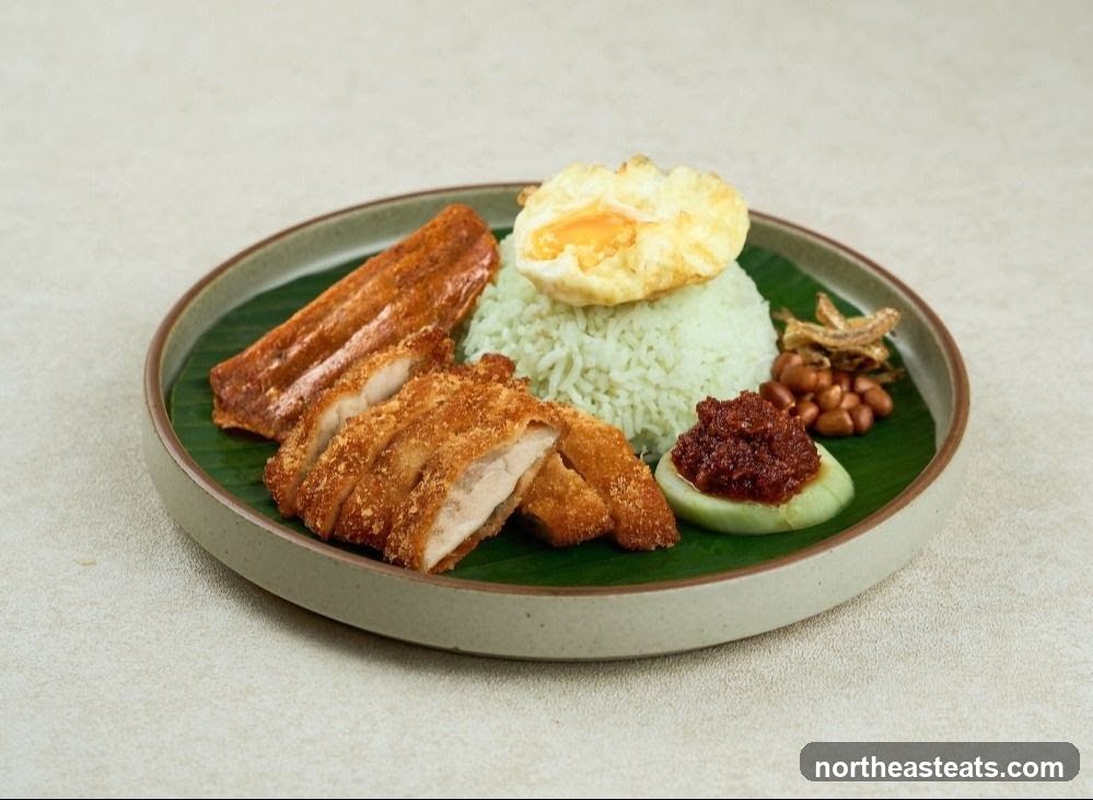 Nasi Lemak with Fried Chicken