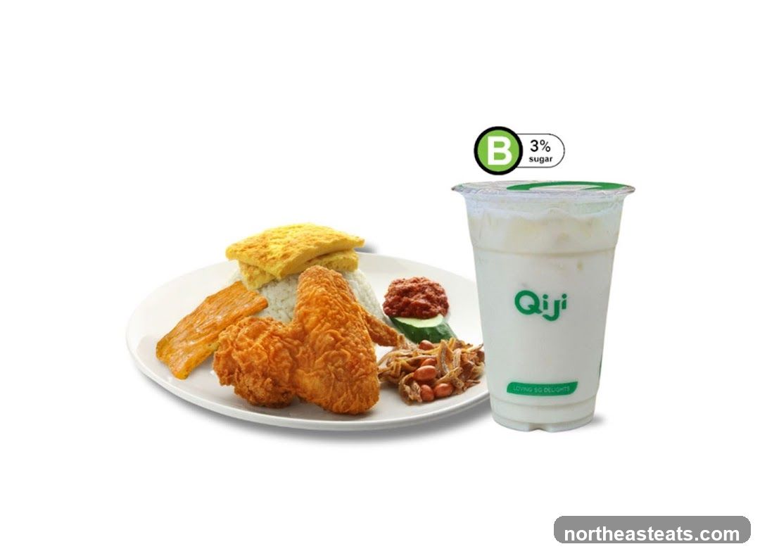 Nasi Lemak with Fried Chicken and Drink