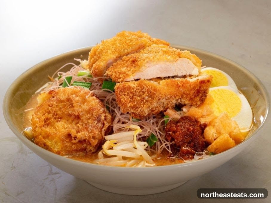 Noodle Soup with Fried Chicken and Egg