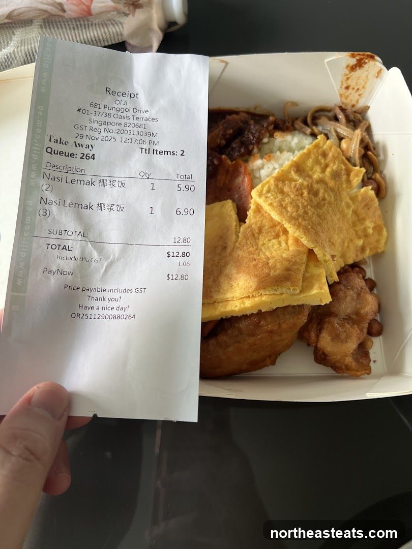 Take Away Receipt and Food
