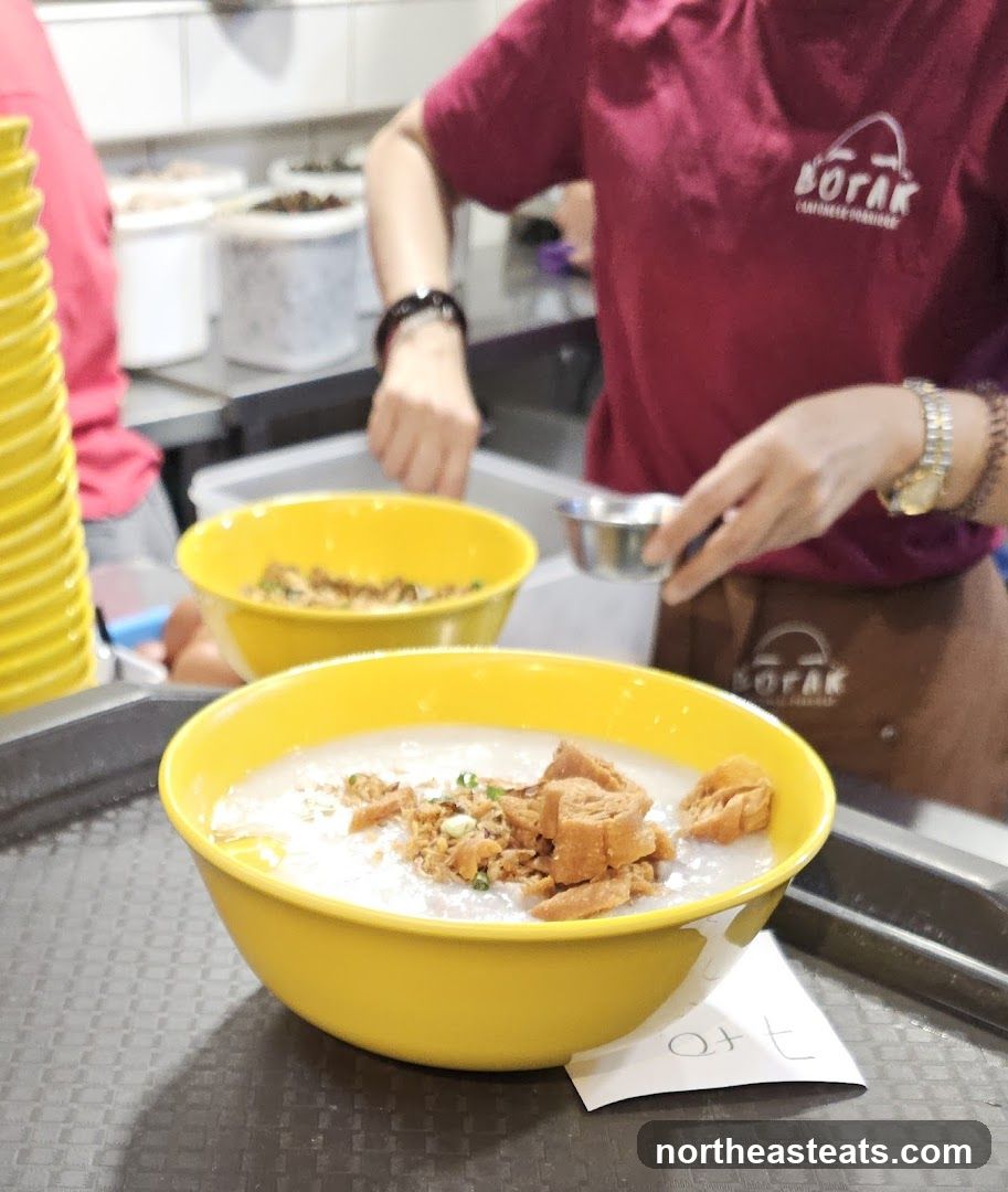 Congee being prepared