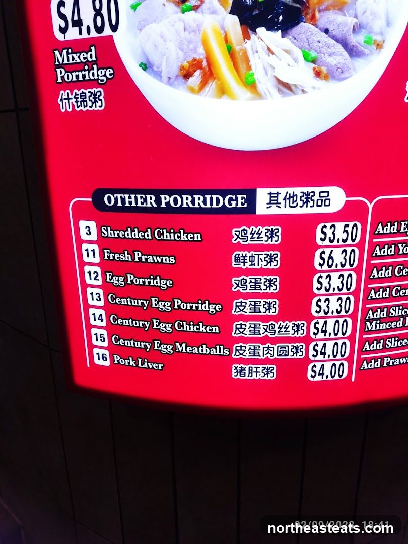 Porridge Menu