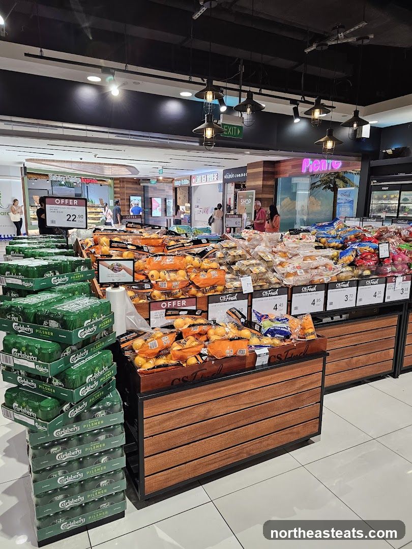 Supermarket Produce and Drinks Aisle