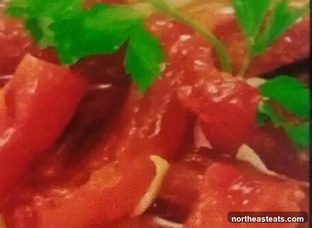 Close-up of chopped tomatoes with parsley