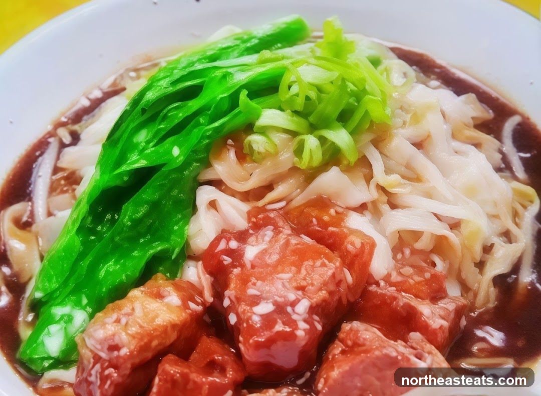 Noodle Dish with Meat and Greens