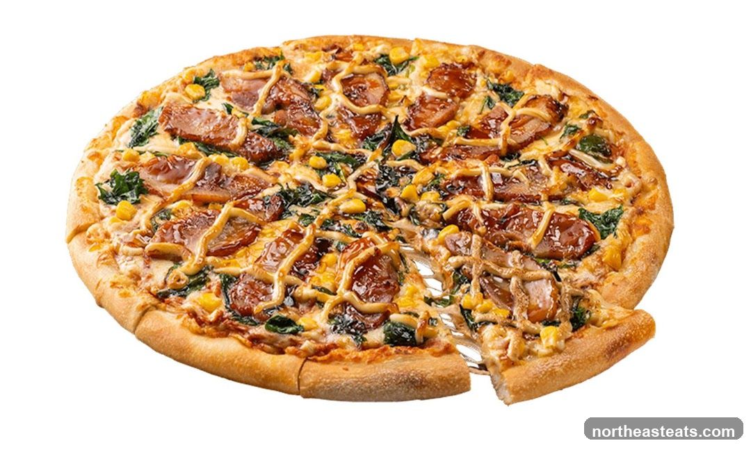 Pizza with meat and corn