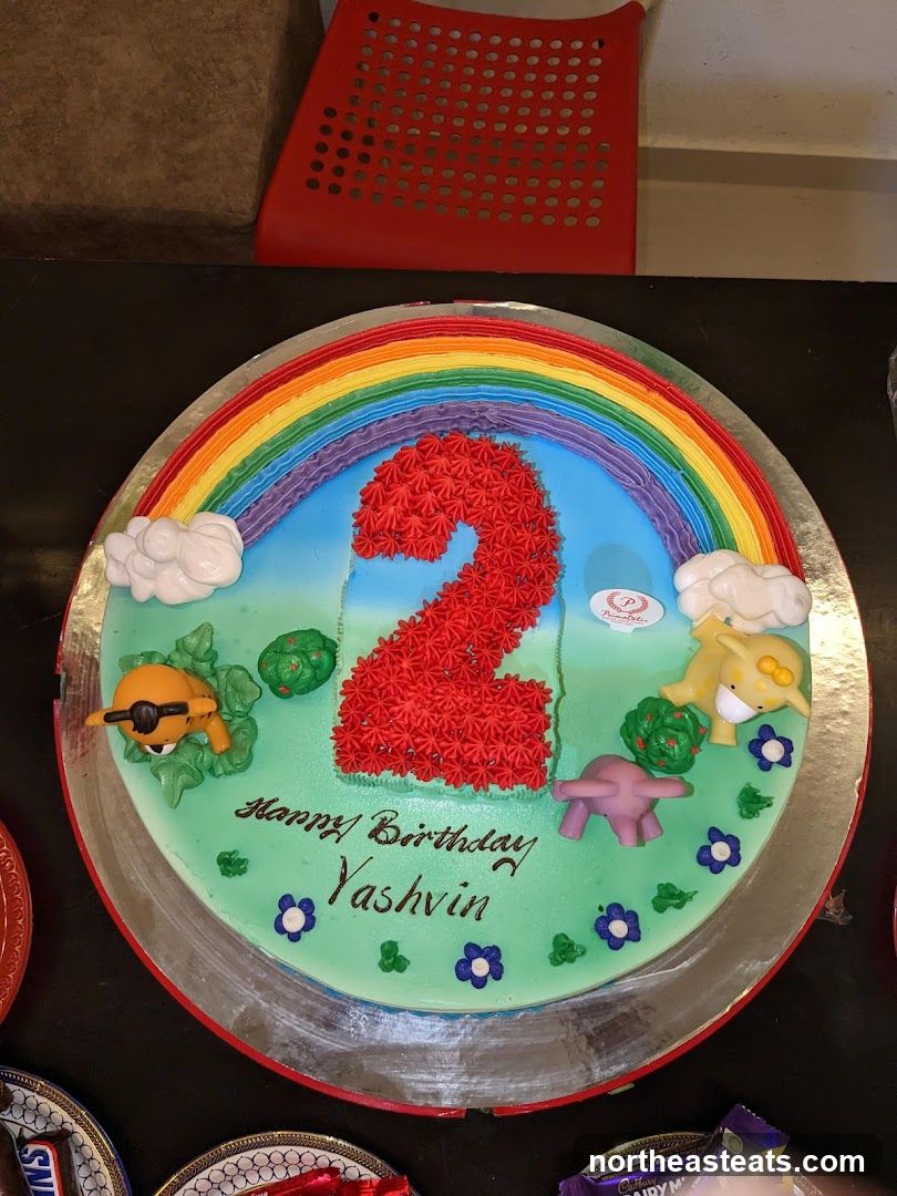Birthday Cake with Rainbow and Animals