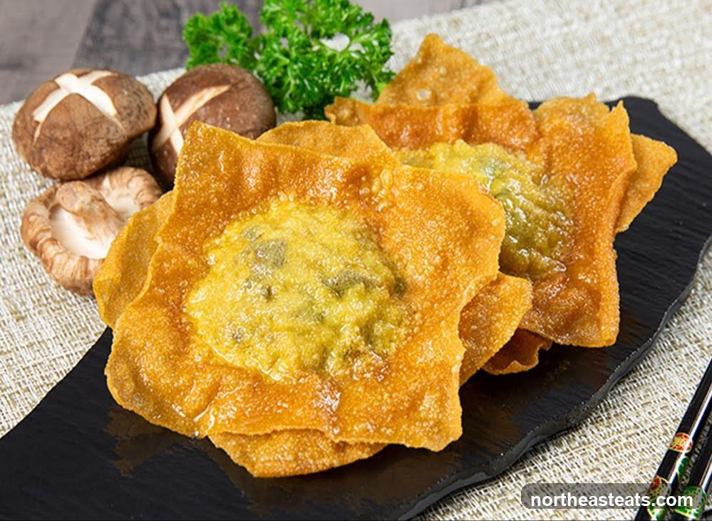 Fried Wontons with Shiitake Mushrooms