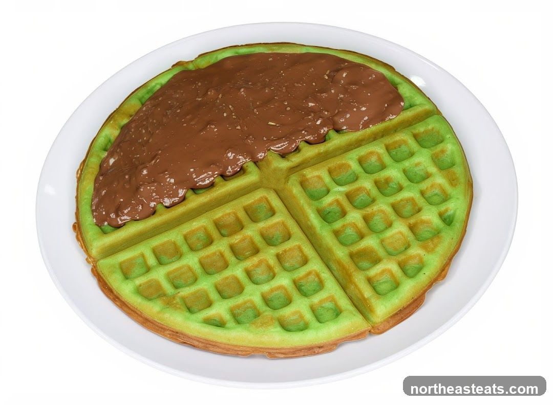 Green Waffle with Chocolate Spread