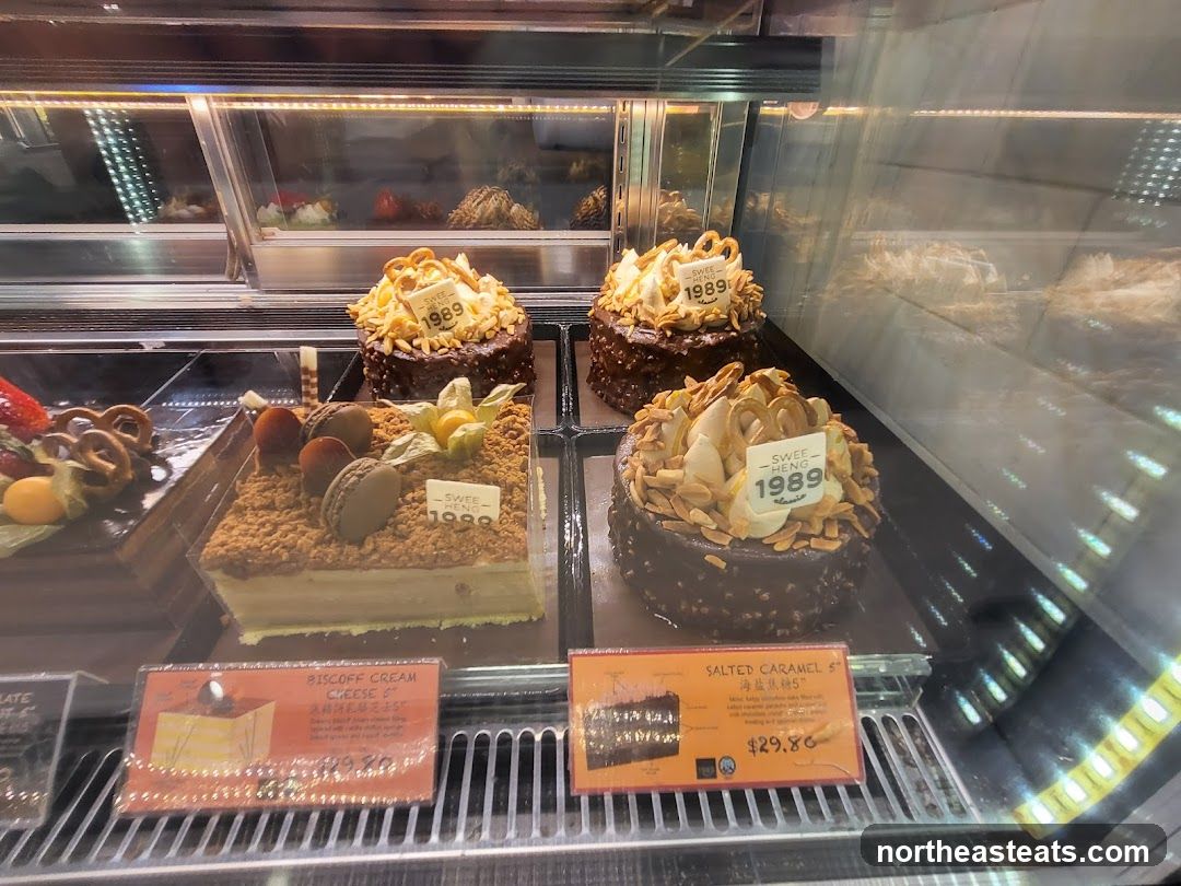 Cakes in a Display Case