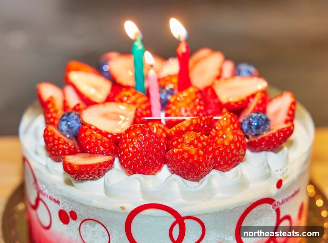 Strawberry and Blueberry Cake with Candles