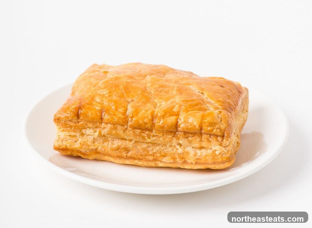 Golden Puff Pastry on a White Plate