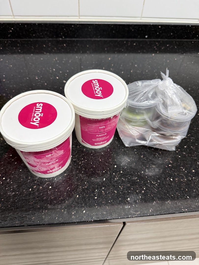 Yogurt Containers and Takeaway Bag
