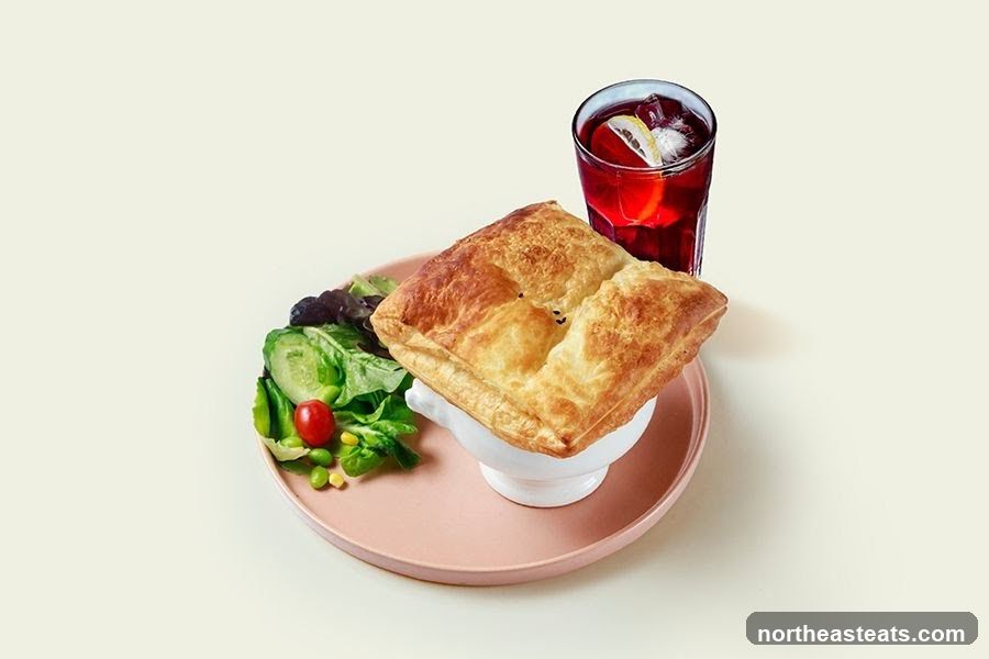 Savory Pastry with Salad and Drink