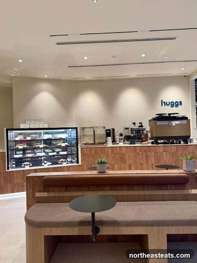 Cafe Interior with Display Case and Seating