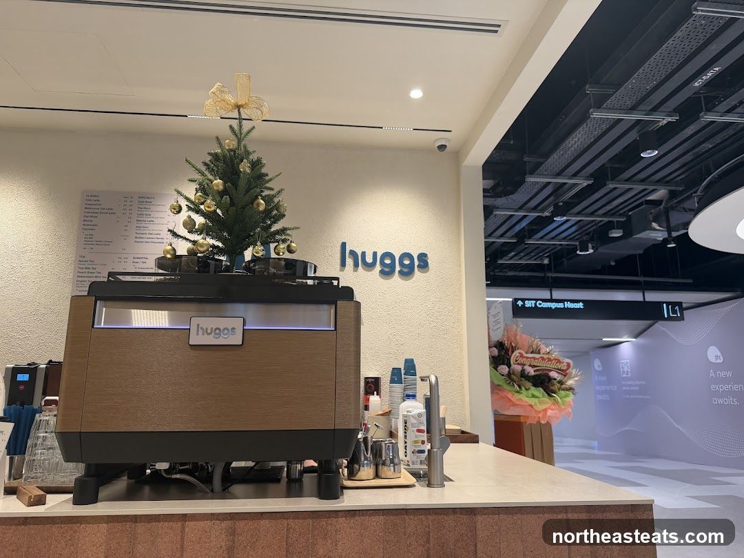 Coffee shop interior with festive decor