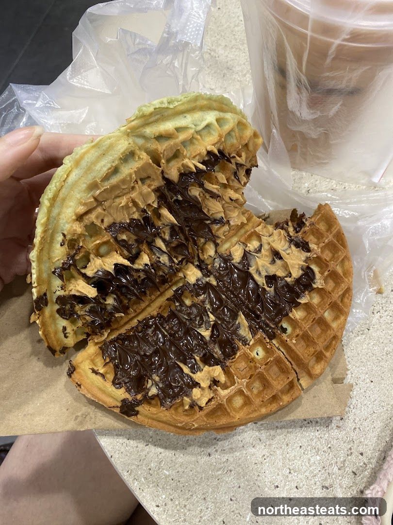 Waffle with Nutella and Peanut Butter