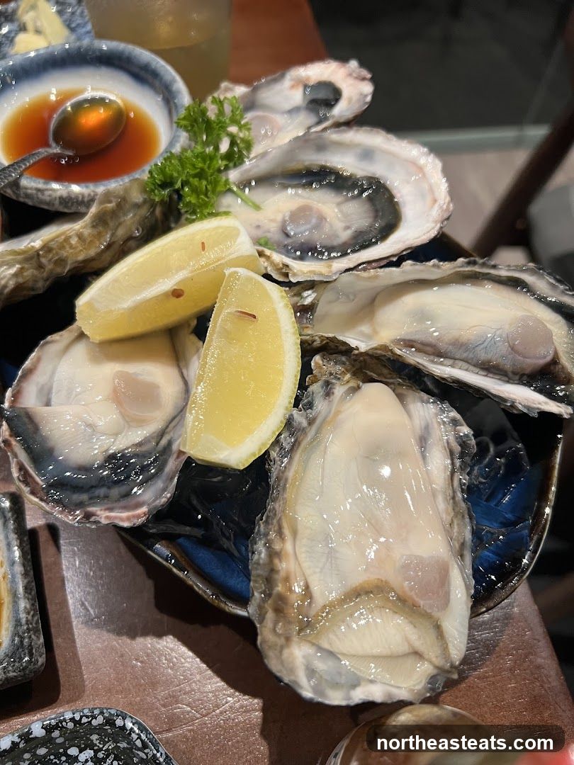 Oysters with Lemon and Dipping Sauce
