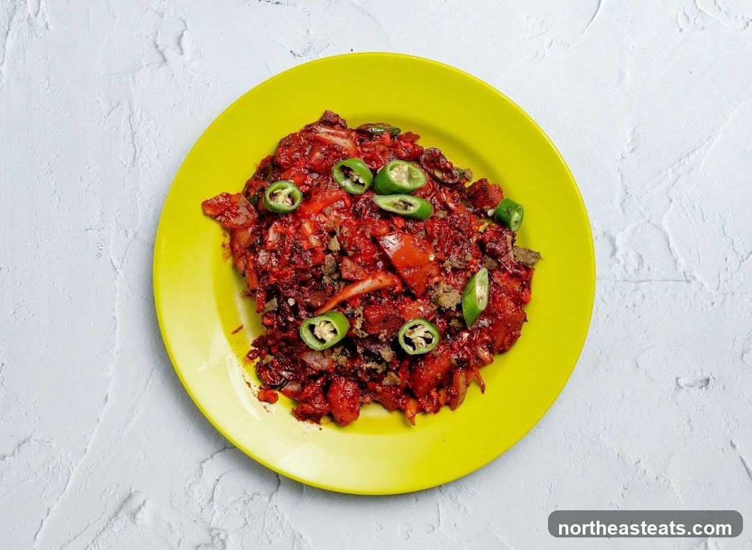 Spicy Stir-Fried Dish with Sliced Chilies