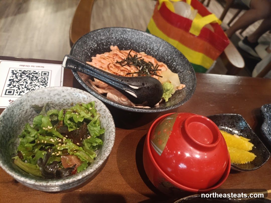 Salmon Donburi and Salad