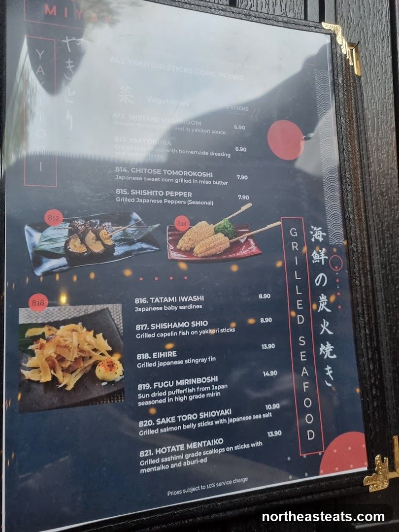 Yakitori and Grilled Seafood Menu