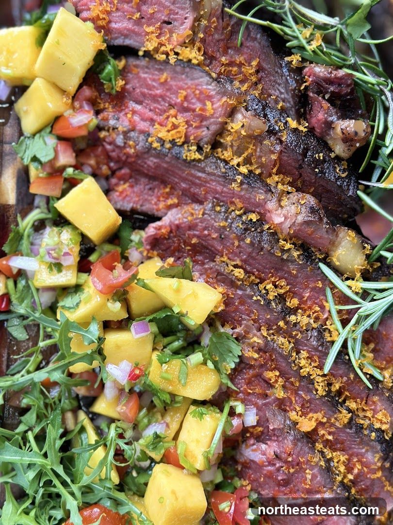 Sliced Steak with Mango Salsa