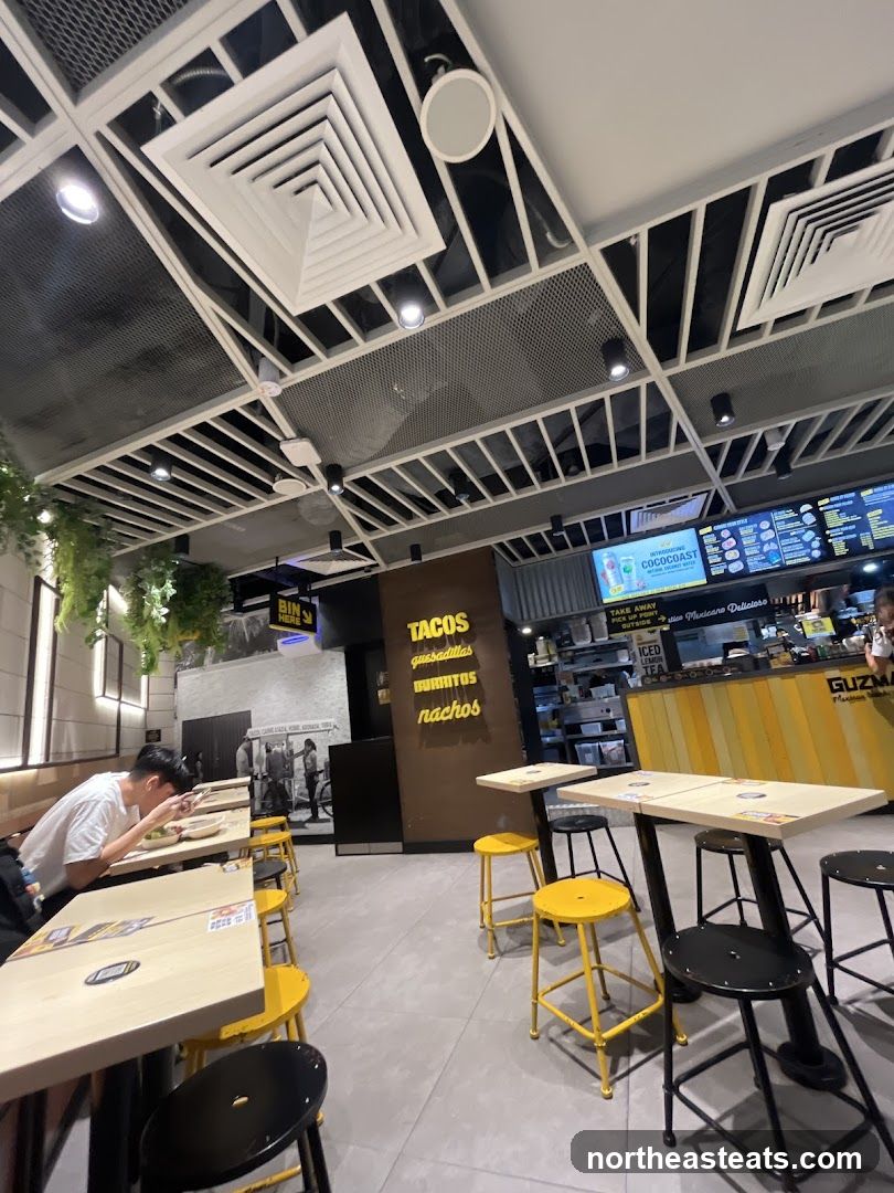 Restaurant Interior with Seating and Menu