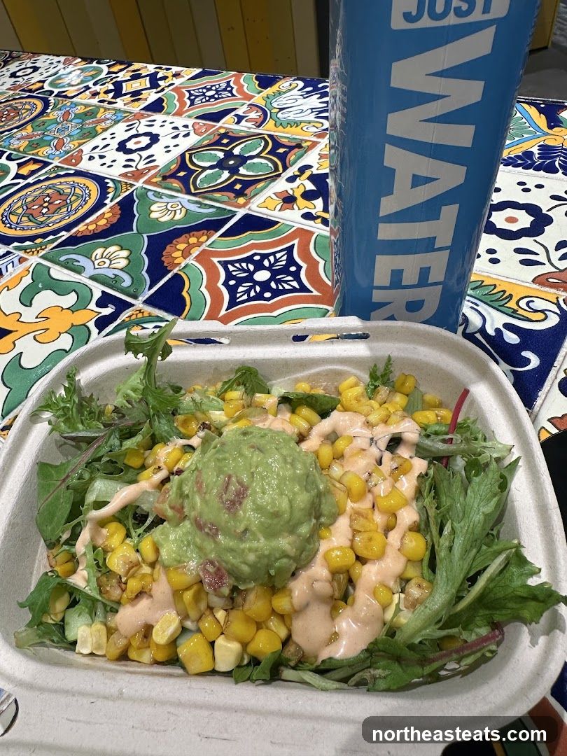 Salad with Guacamole and Corn