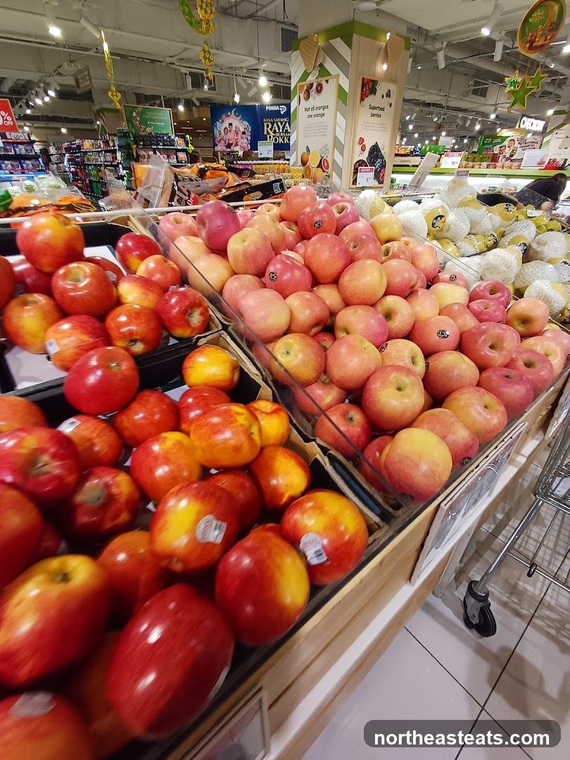 Apples and other fruits on display