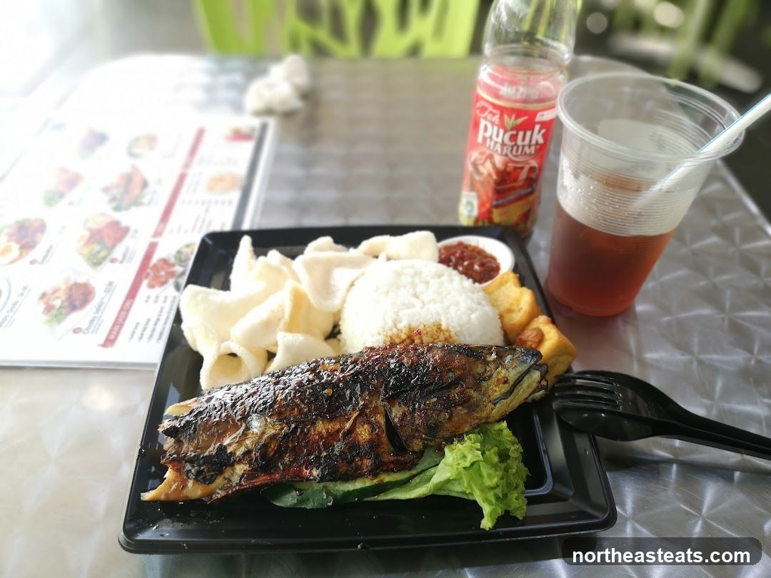 Grilled Fish Meal with Drink
