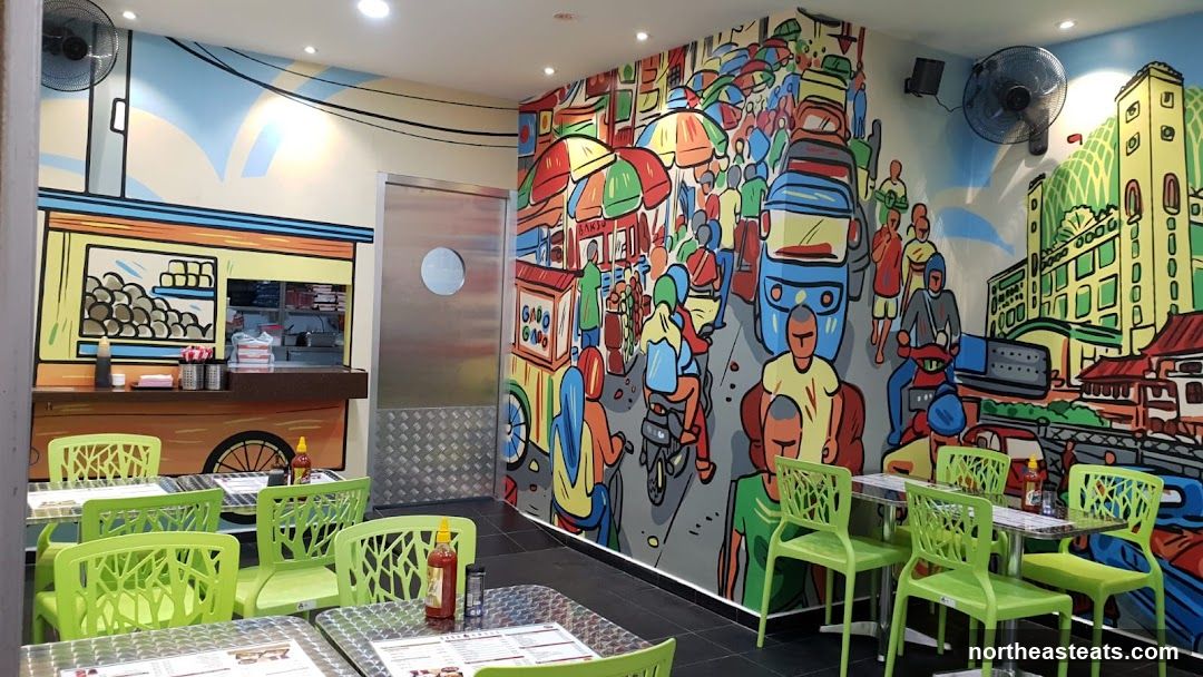 Restaurant Interior with Mural