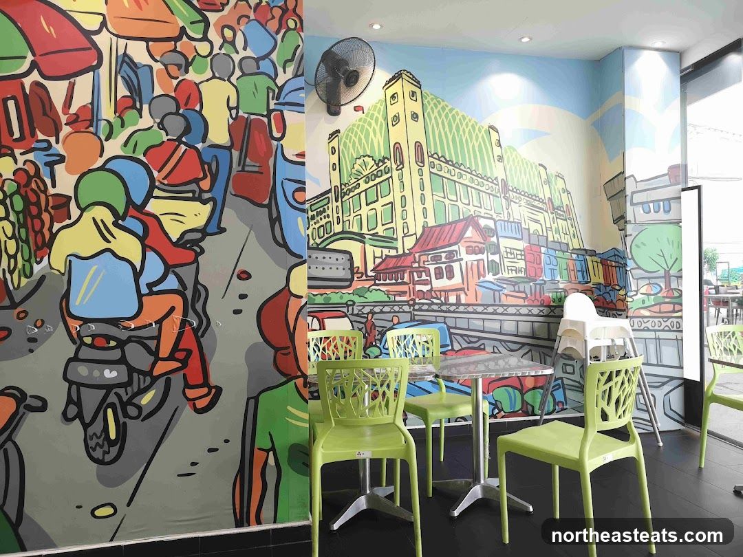 Restaurant Interior with Mural