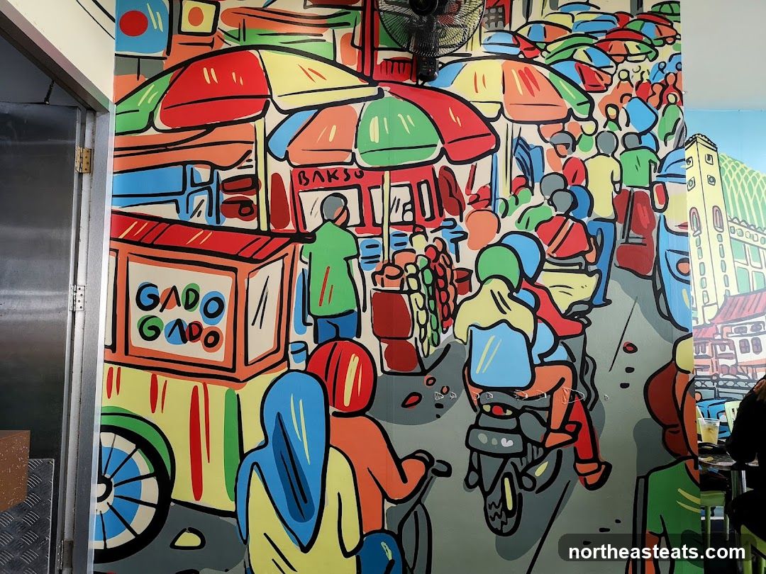 Vibrant Mural of a Busy Street Scene