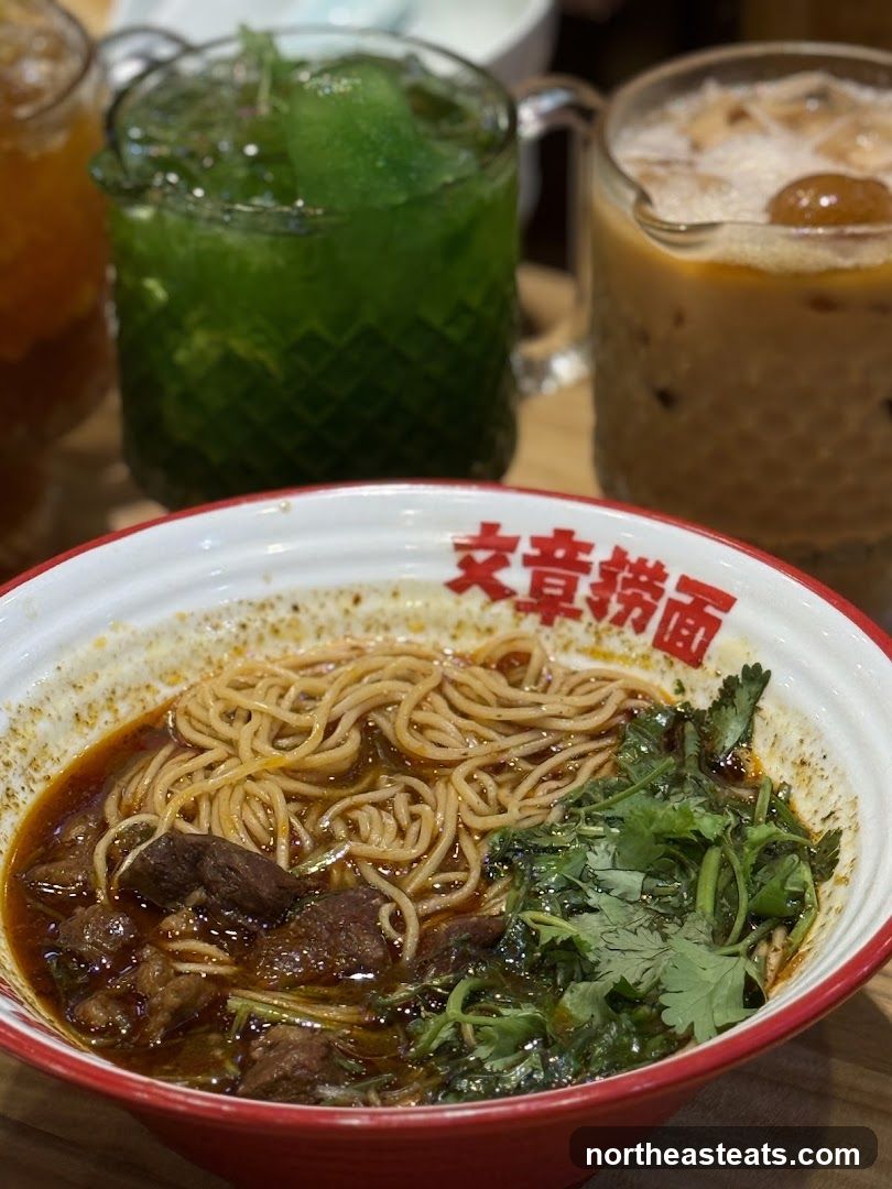 Noodle Bowl with Drinks