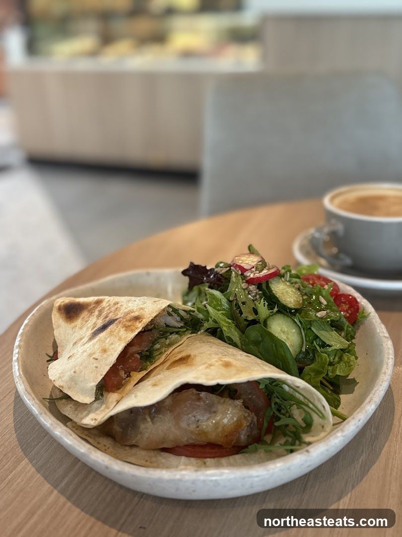 Wrap and Salad with Coffee