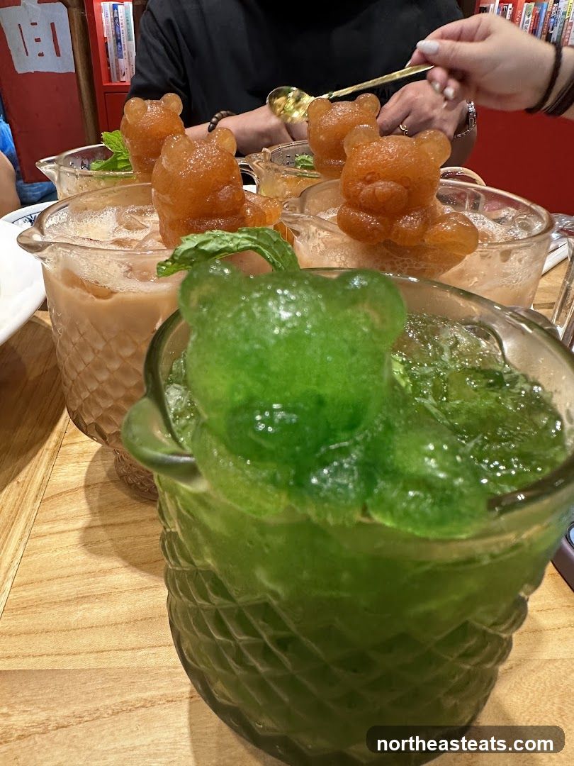 Bear-shaped ice cubes in drinks