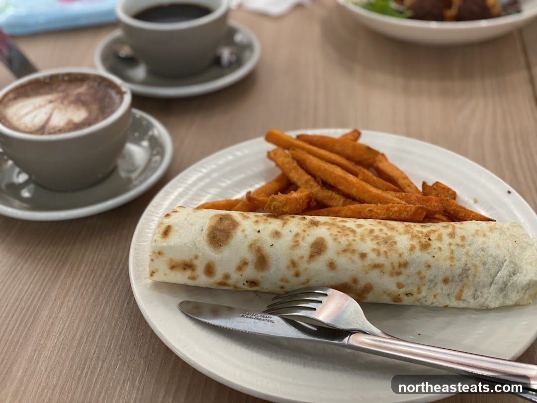 Wrap and Fries with Coffee