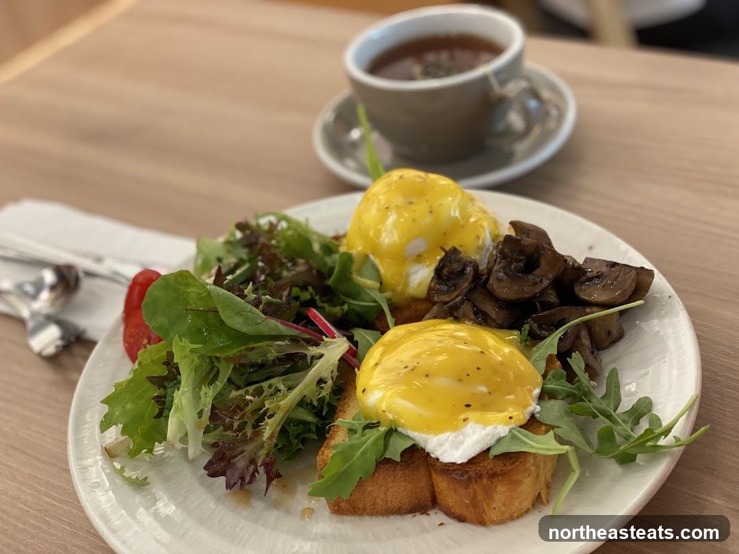 Eggs Benedict with Mushrooms and Salad